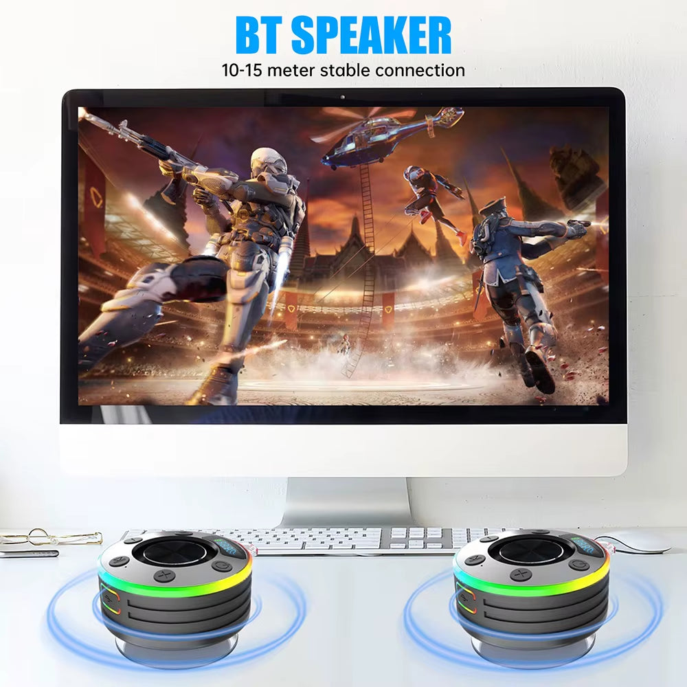 Bluetooth-Compatible 5.3 Shower Speaker FM Radio Wireless Small Speaker with Suction Cup Mini Speaker for Travel/Outdoors/Gifts