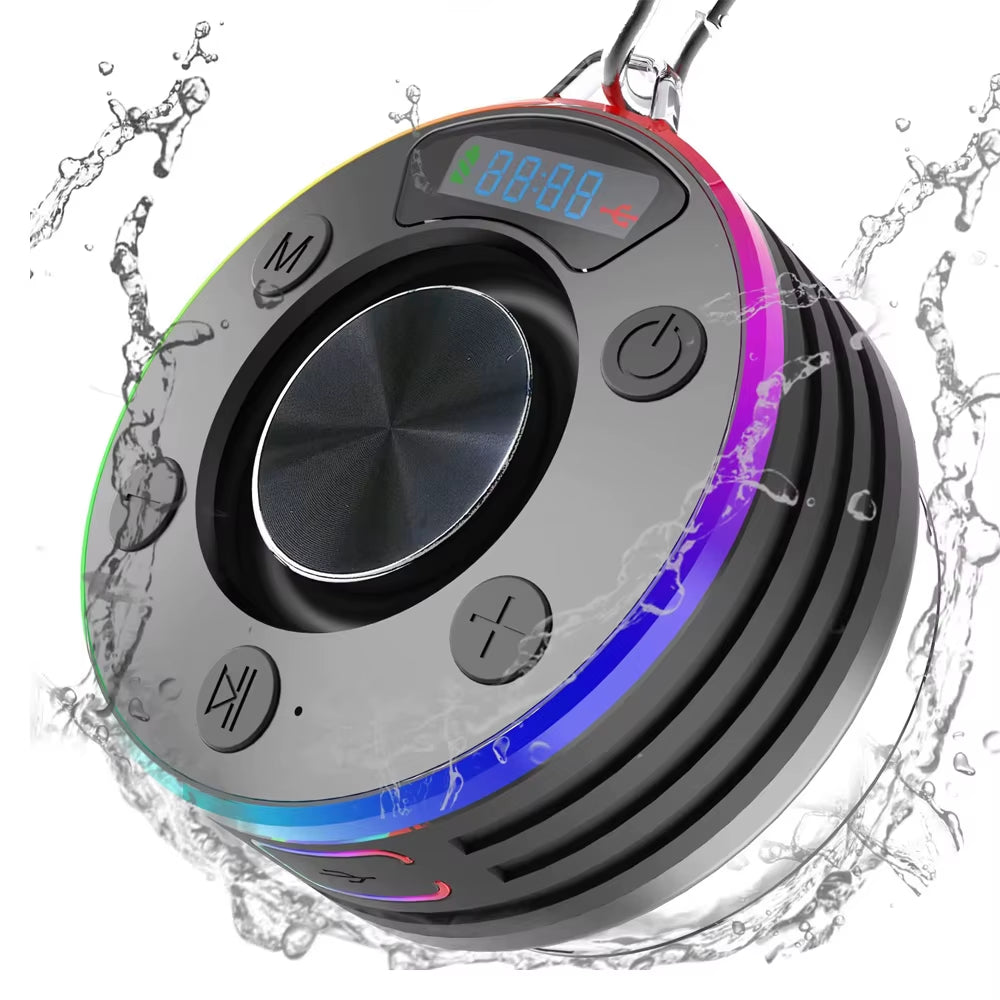 Bluetooth-Compatible 5.3 Shower Speaker FM Radio Wireless Small Speaker with Suction Cup Mini Speaker for Travel/Outdoors/Gifts