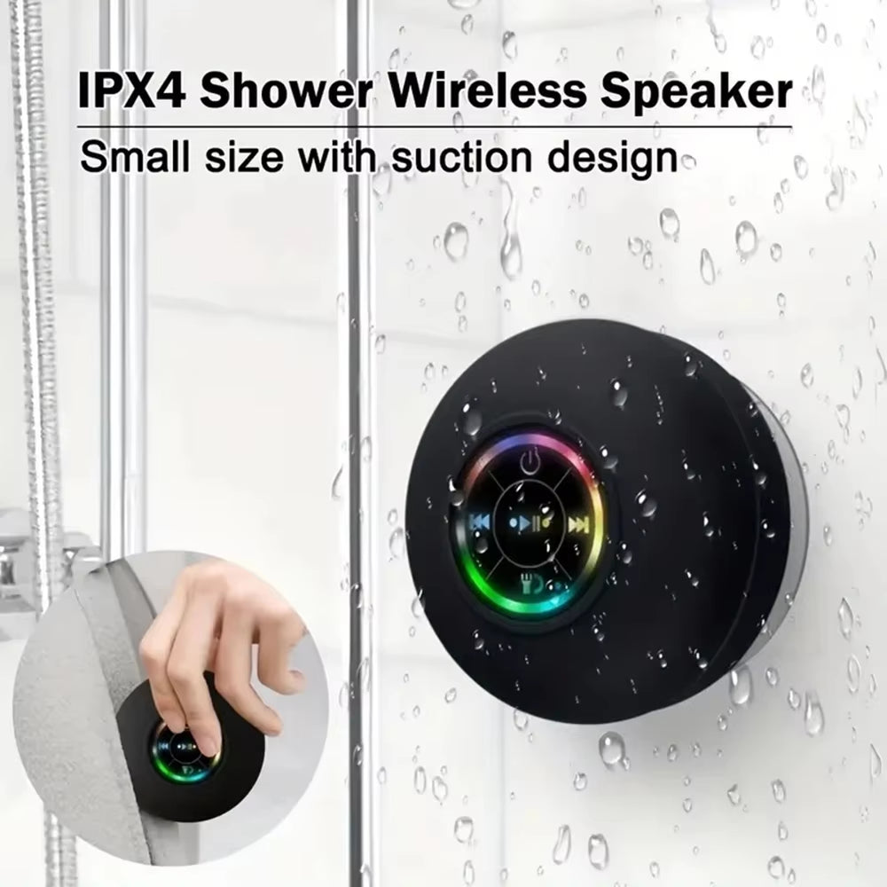 Bluetooth-Compatible 5.3 Shower Speaker FM Radio Wireless Small Speaker with Suction Cup Mini Speaker for Travel/Outdoors/Gifts
