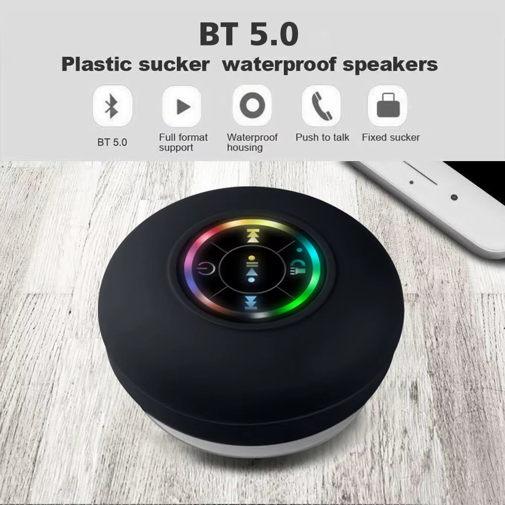 Bluetooth-Compatible 5.3 Shower Speaker FM Radio Wireless Small Speaker with Suction Cup Mini Speaker for Travel/Outdoors/Gifts